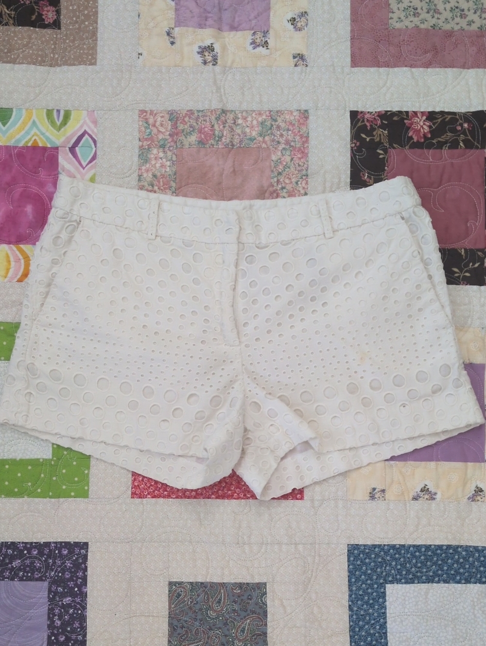 Michael Kors White Eyelet Cotton Shorts